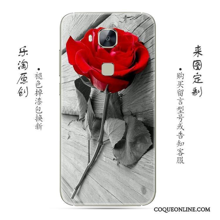 Huawei G7 Plus Fleur Coque De Téléphone Gris Créatif Rose Transparent Silicone