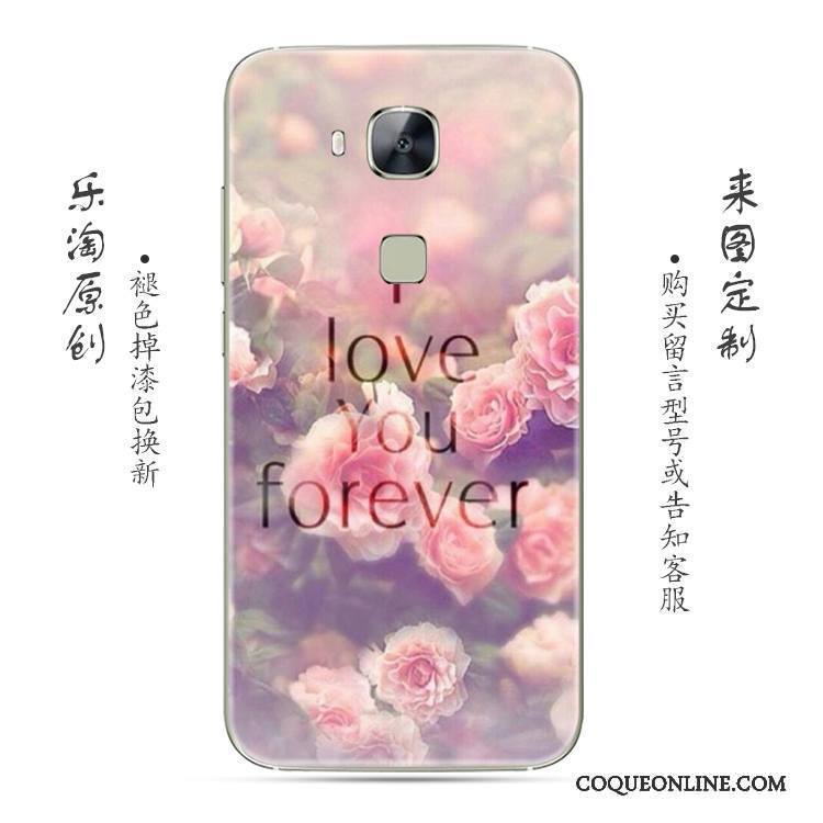 Huawei G7 Plus Fleur Coque De Téléphone Gris Créatif Rose Transparent Silicone