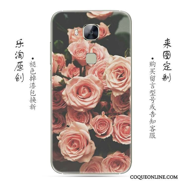 Huawei G7 Plus Fleur Coque De Téléphone Gris Créatif Rose Transparent Silicone