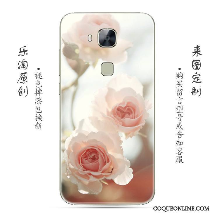 Huawei G7 Plus Fleur Coque De Téléphone Gris Créatif Rose Transparent Silicone