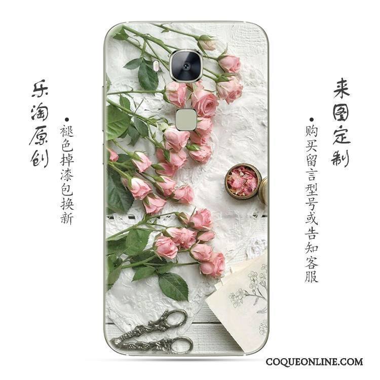 Huawei G7 Plus Fleur Coque De Téléphone Gris Créatif Rose Transparent Silicone