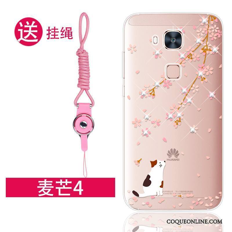 Huawei G7 Plus Incassable Tendance Étui Protection Coque De Téléphone Rose Strass