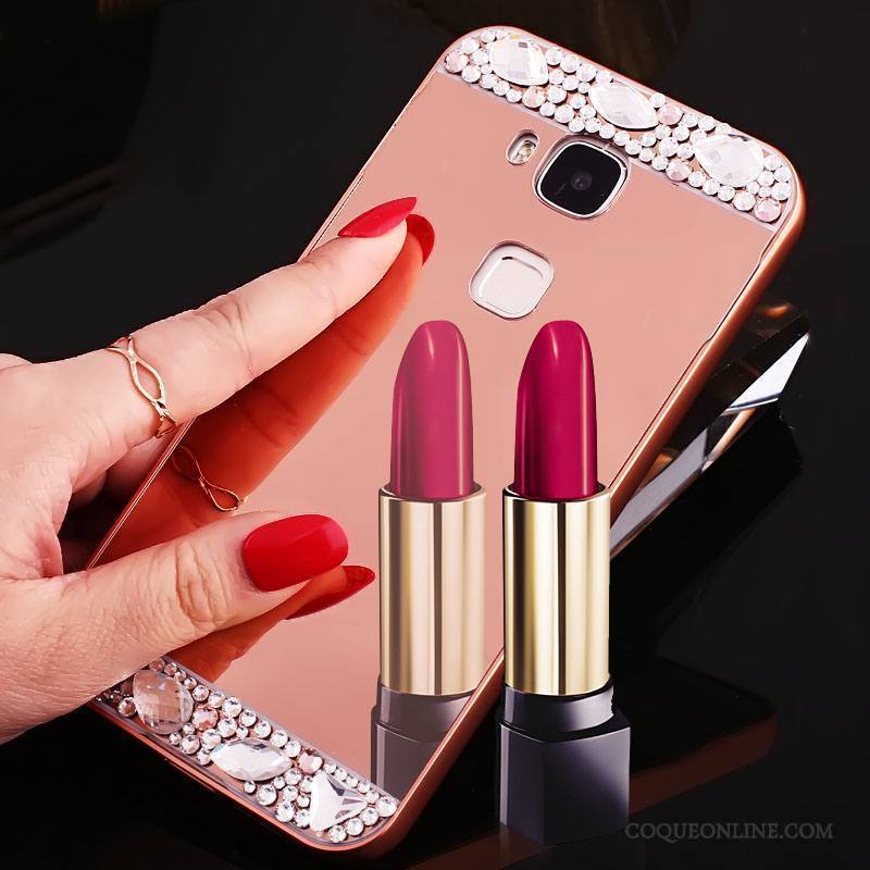 Huawei G7 Plus Étui Argent Strass Métal Coque Téléphone Portable Protection