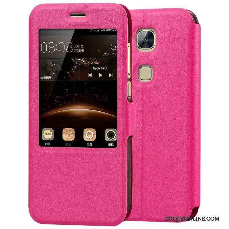 Huawei G7 Plus Étui En Cuir Coque De Téléphone Clamshell Or Protection