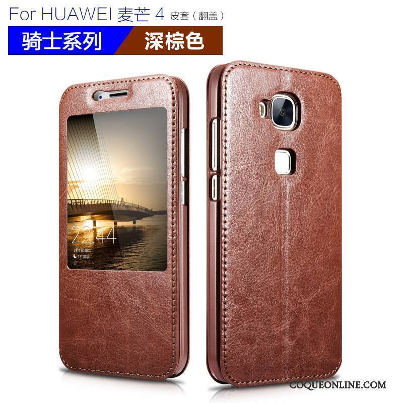 Huawei G7 Plus Étui En Cuir Housse Coque De Téléphone Téléphone Portable Marron