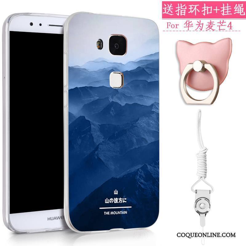 Huawei G7 Plus Étui Fluide Doux Coque De Téléphone Bleu Silicone Tout Compris Tendance