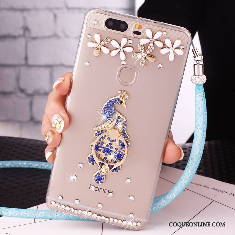 Huawei G9 Lite Bleu Étui Protection Jeunesse Strass Coque De Téléphone Anneau