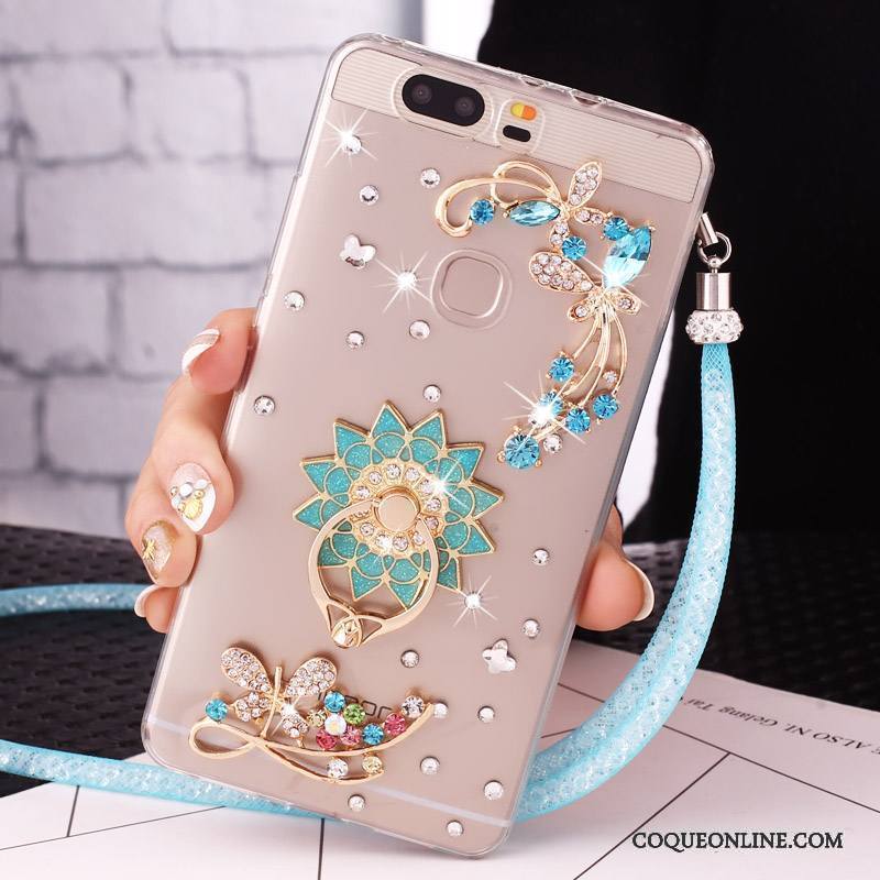 Huawei G9 Lite Bleu Étui Protection Jeunesse Strass Coque De Téléphone Anneau