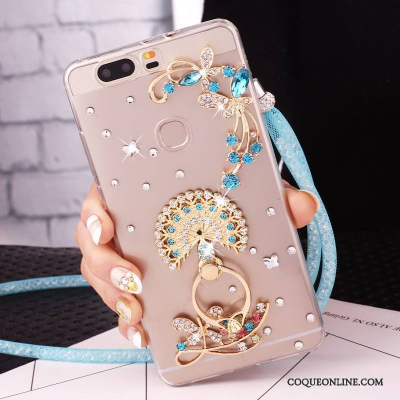 Huawei G9 Lite Bleu Étui Protection Jeunesse Strass Coque De Téléphone Anneau