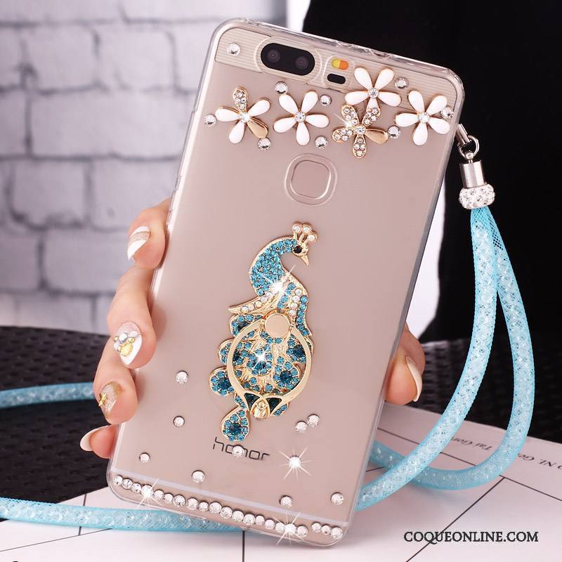 Huawei G9 Lite Bleu Étui Protection Jeunesse Strass Coque De Téléphone Anneau