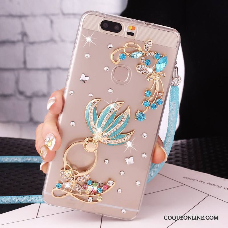 Huawei G9 Lite Bleu Étui Protection Jeunesse Strass Coque De Téléphone Anneau