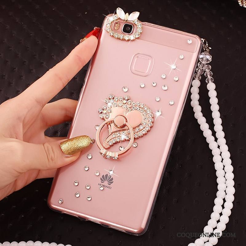 Huawei G9 Lite Coque Bleu Fluide Doux Strass Incassable Étui Protection Jeunesse