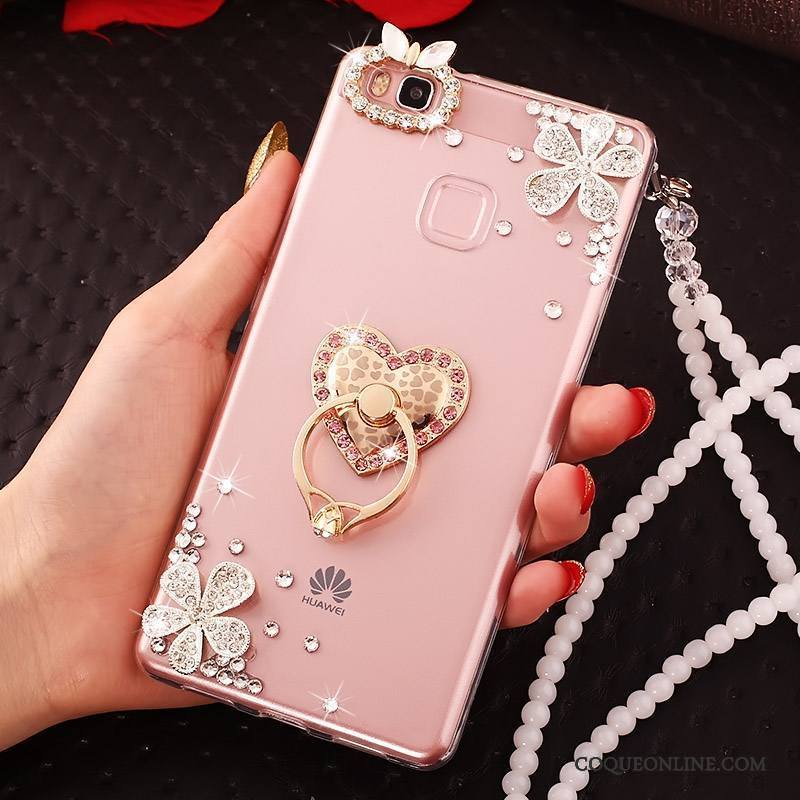 Huawei G9 Lite Coque Bleu Fluide Doux Strass Incassable Étui Protection Jeunesse