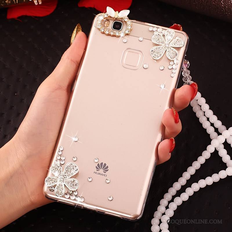 Huawei G9 Lite Coque Bleu Fluide Doux Strass Incassable Étui Protection Jeunesse