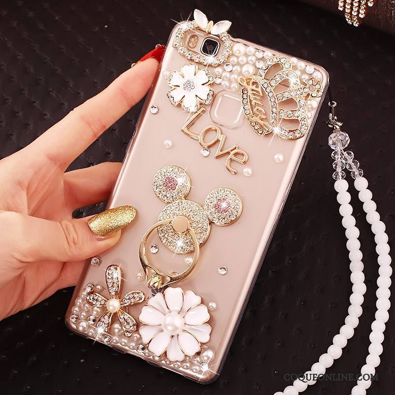 Huawei G9 Lite Coque Bleu Fluide Doux Strass Incassable Étui Protection Jeunesse