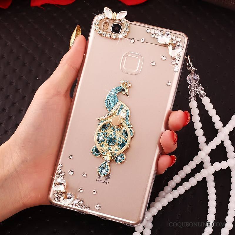 Huawei G9 Lite Coque Bleu Fluide Doux Strass Incassable Étui Protection Jeunesse