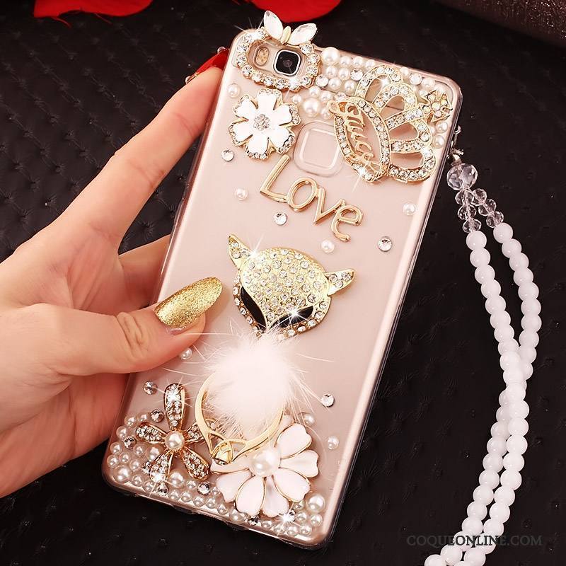 Huawei G9 Lite Coque Bleu Fluide Doux Strass Incassable Étui Protection Jeunesse