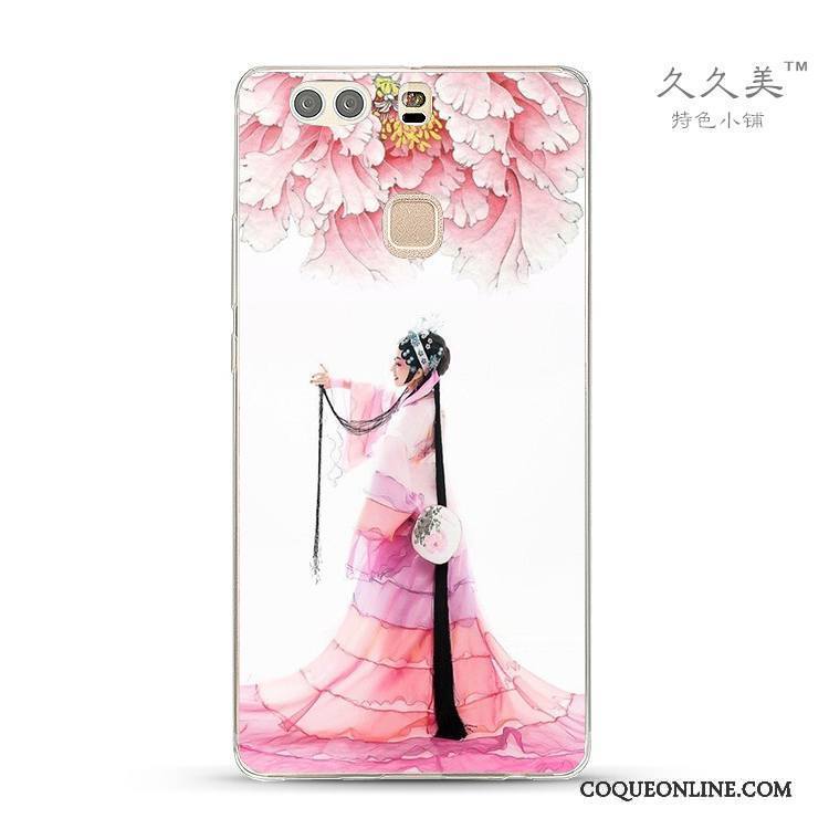 Huawei G9 Lite Silicone Opéra De Pékin Rose Coque De Téléphone Style Chinois Hua Dan Protection