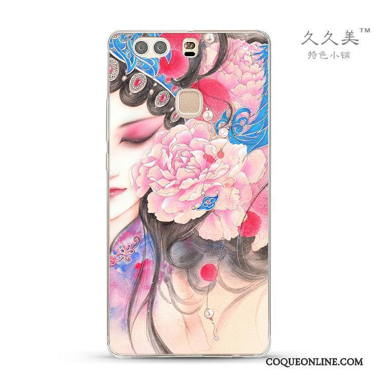 Huawei G9 Lite Silicone Opéra De Pékin Rose Coque De Téléphone Style Chinois Hua Dan Protection