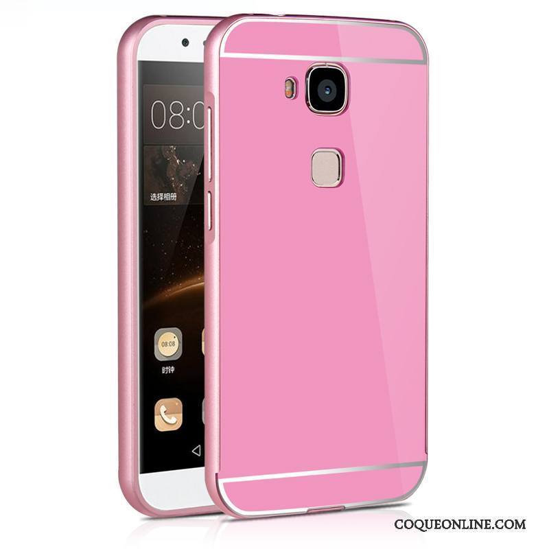 Huawei G9 Plus Argent Métal Border Rose Coque De Téléphone