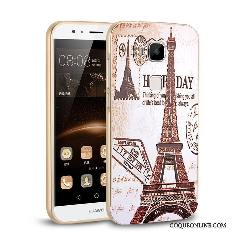 Huawei G9 Plus Argent Métal Border Rose Coque De Téléphone