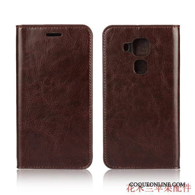 Huawei G9 Plus Clamshell Étui Cuir Véritable Étui En Cuir Coque De Téléphone Rouge Incassable