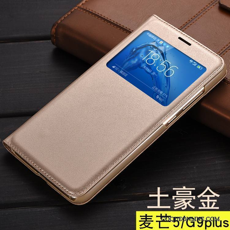 Huawei G9 Plus Coque De Téléphone Or Housse Étui En Cuir Protection