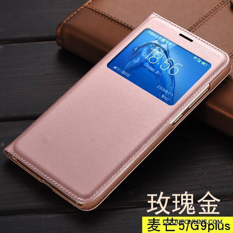 Huawei G9 Plus Coque De Téléphone Or Housse Étui En Cuir Protection