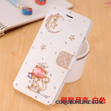 Huawei G9 Plus Coque De Téléphone Tendance Étui En Cuir Bleu Clair Incassable Strass Protection