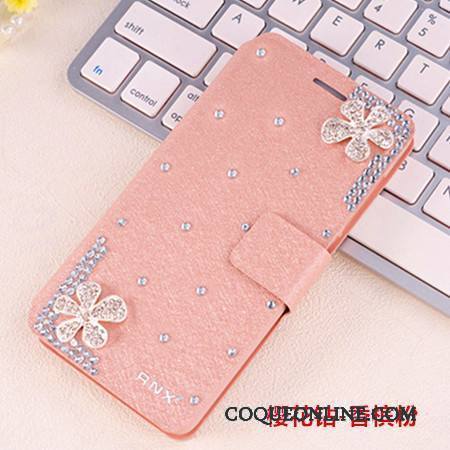 Huawei G9 Plus Coque De Téléphone Tendance Étui En Cuir Bleu Clair Incassable Strass Protection