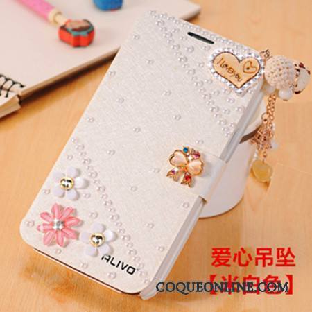 Huawei G9 Plus Coque De Téléphone Tendance Étui En Cuir Bleu Clair Incassable Strass Protection