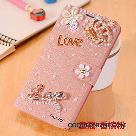 Huawei G9 Plus Coque De Téléphone Tendance Étui En Cuir Bleu Clair Incassable Strass Protection