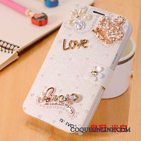 Huawei G9 Plus Coque De Téléphone Tendance Étui En Cuir Bleu Clair Incassable Strass Protection