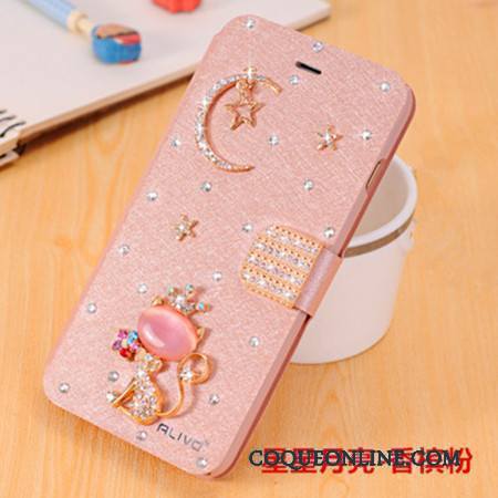 Huawei G9 Plus Coque De Téléphone Tendance Étui En Cuir Bleu Clair Incassable Strass Protection