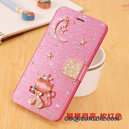 Huawei G9 Plus Coque De Téléphone Tendance Étui En Cuir Bleu Clair Incassable Strass Protection