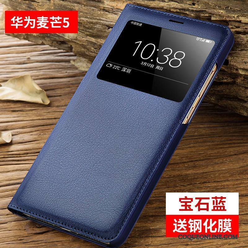 Huawei G9 Plus Coque Tout Compris Bleu Clamshell Protection Étui Incassable Étui En Cuir