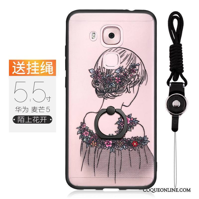 Huawei G9 Plus Coque Tout Compris Silicone Personnalité Étui Ornements Suspendus Rose Incassable