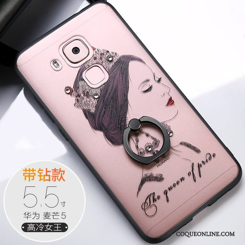 Huawei G9 Plus Coque Tout Compris Silicone Personnalité Étui Ornements Suspendus Rose Incassable