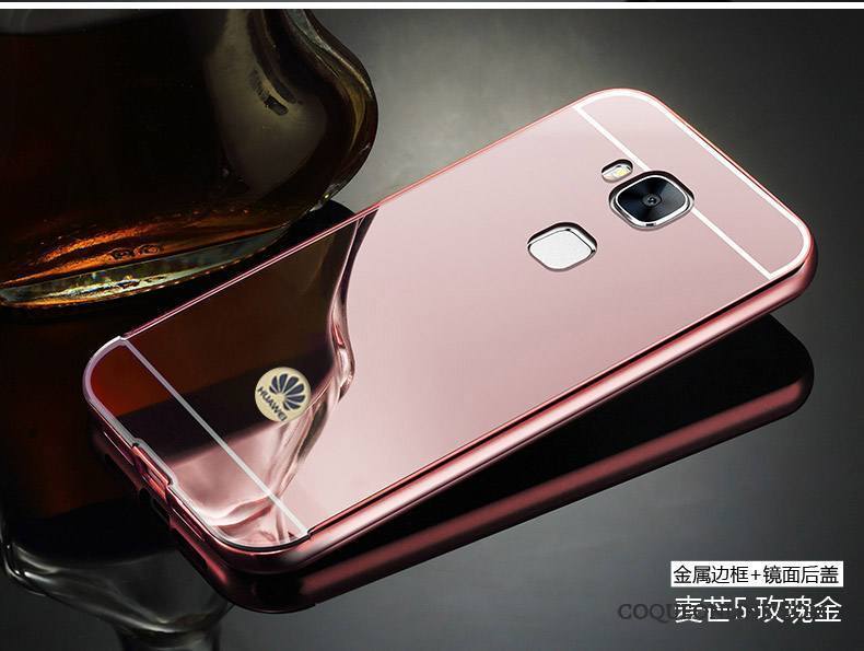 Huawei G9 Plus Couvercle Arrière Border Métal Miroir Étui Coque Or Rose