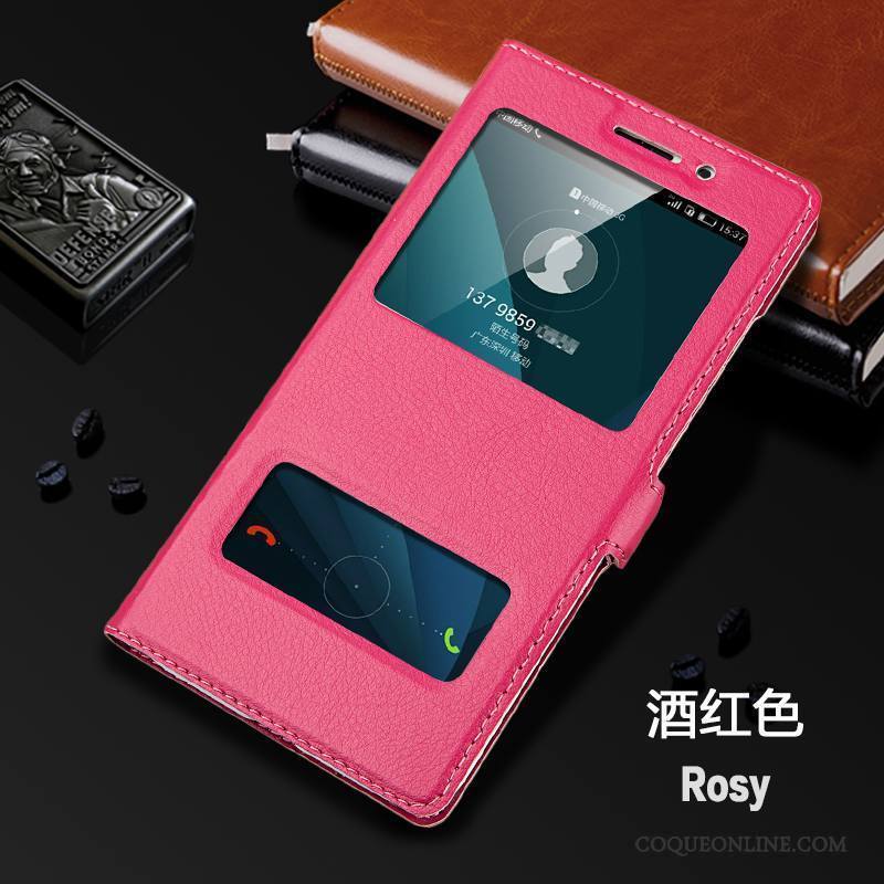 Huawei G9 Plus Téléphone Portable Clamshell Étui Protection Coque Rose Étui En Cuir