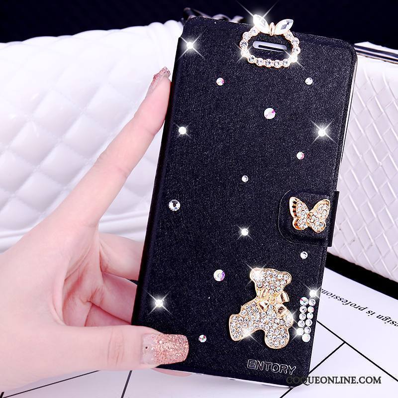 Huawei G9 Plus Étui En Cuir Clamshell Rose Incassable Incruster Strass Coque De Téléphone