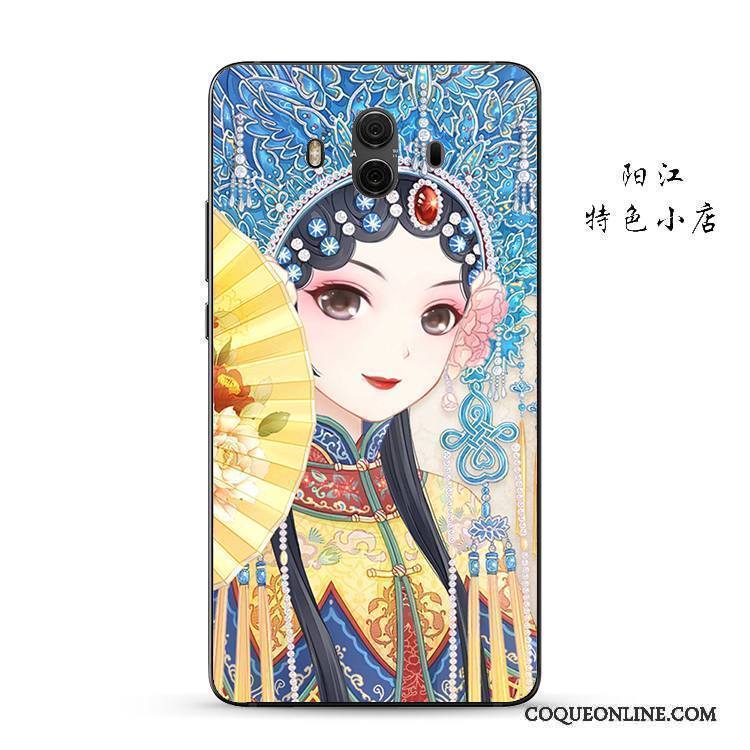 Huawei Mate 10 Bleu Clair Silicone Incassable Fluide Doux Coque De Téléphone Style Chinois Hua Dan