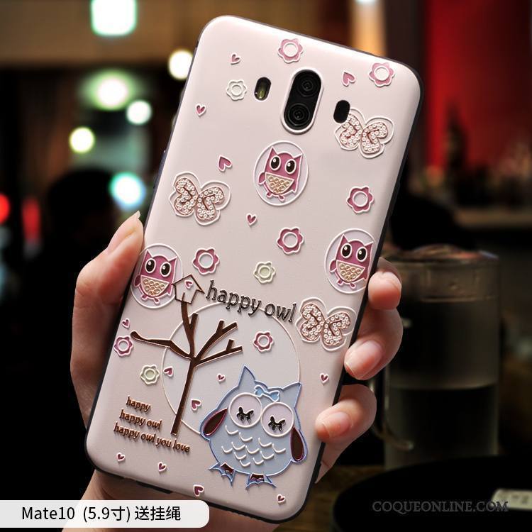 Huawei Mate 10 Coque Charmant Dessin Animé Incassable Fluide Doux Étui Violet Silicone