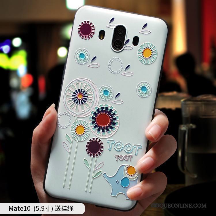 Huawei Mate 10 Coque Charmant Dessin Animé Incassable Fluide Doux Étui Violet Silicone