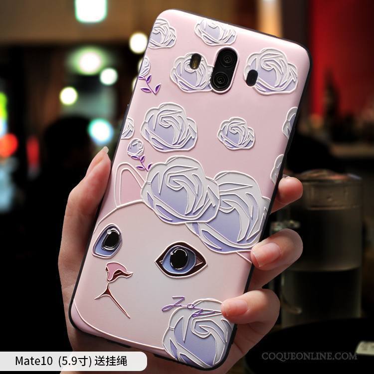 Huawei Mate 10 Coque Charmant Dessin Animé Incassable Fluide Doux Étui Violet Silicone