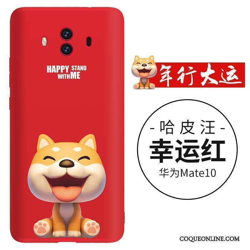 Huawei Mate 10 Coque Chiens Charmant Noir Incassable Légère Dessin Animé Silicone