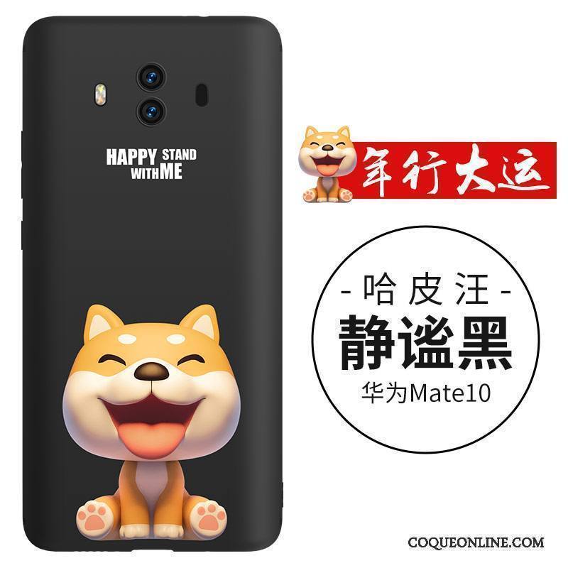Huawei Mate 10 Coque Chiens Charmant Noir Incassable Légère Dessin Animé Silicone