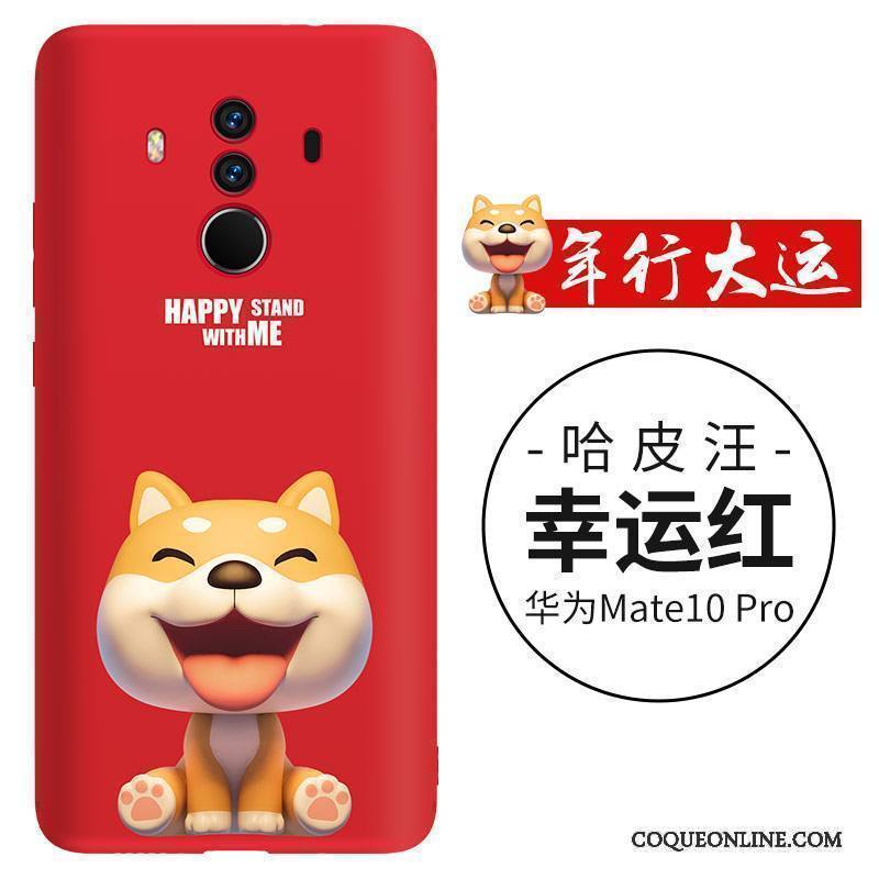 Huawei Mate 10 Coque Chiens Charmant Noir Incassable Légère Dessin Animé Silicone