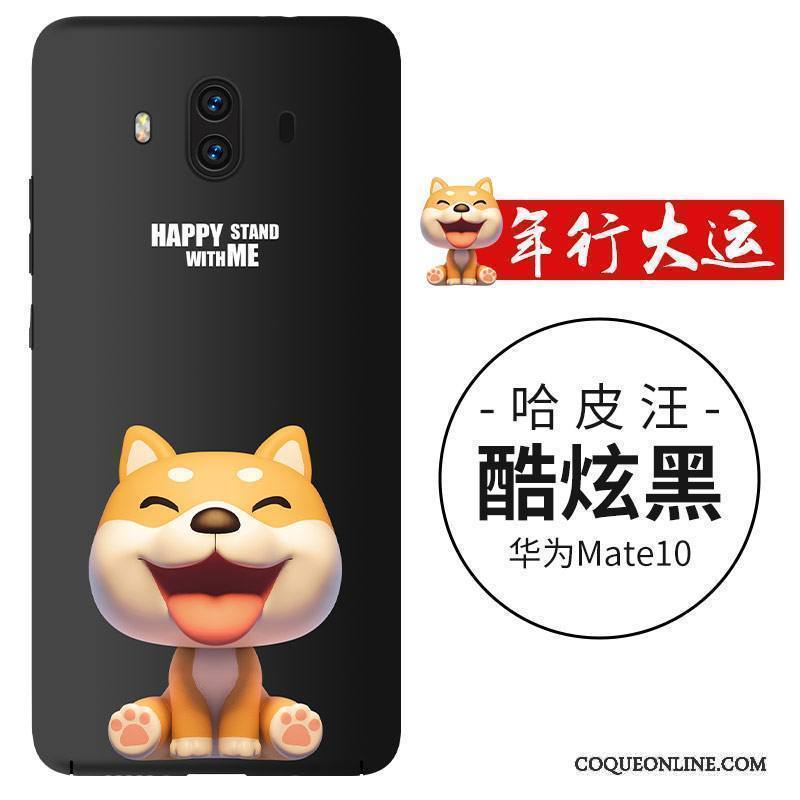 Huawei Mate 10 Coque Chiens Charmant Noir Incassable Légère Dessin Animé Silicone