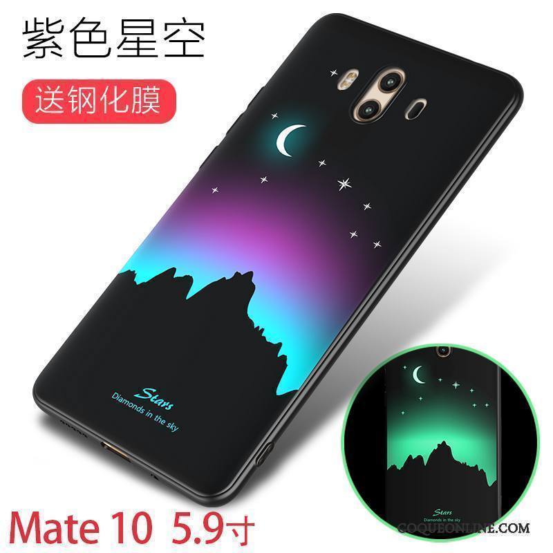 Huawei Mate 10 Coque Créatif Violet Silicone Lumineuses Incassable Personnalité Étui